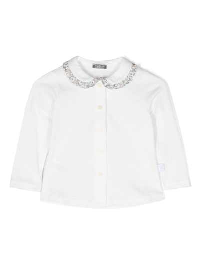 Il Gufo Babies' Bib-collar Cotton Cardigan In White