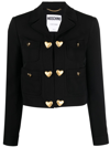MOSCHINO GLOSSED-PANEL DOUBLE-BREASTED BLAZER
