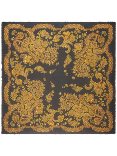 Etro Paisley-print Frayed Scarf In Brown