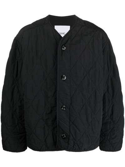 Oamc Quilted Button-up Jacket In Black