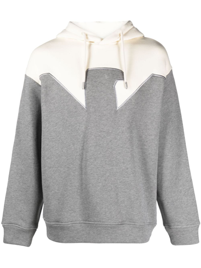 Emporio Armani Panelled Cotton Hoodie In Grau