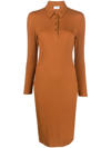 Filippa K Ribbed Jersey Polo Dress In Brown