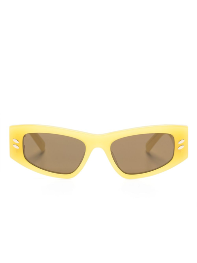 Stella Mccartney Falabella Rectangular Sunglasses In Shiny Opaline Yellow/solid Brown