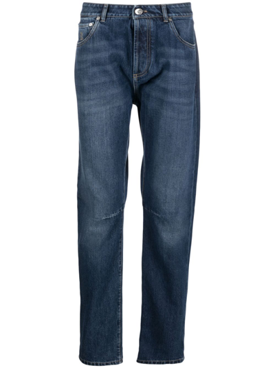 Brunello Cucinelli Mid-rise Straight-leg Jeans In Blau
