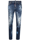 Dsquared2 Blue Cropped Distressed Denim Jeans In Blue