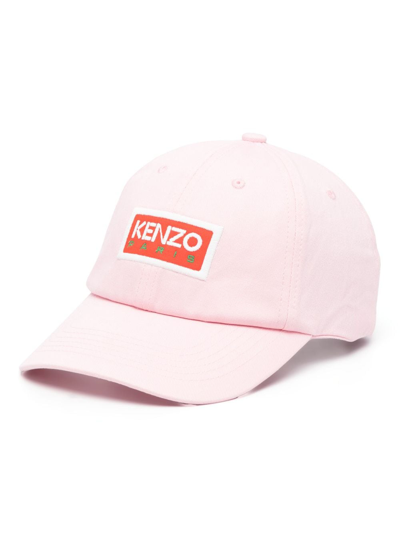 Kenzo Logo Cotton Baseball Cap In Pink