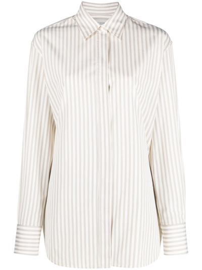 Golden Goose Striped Long-sleeve Shirt In Nude