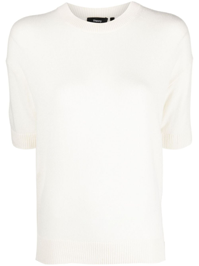 Theory Short-sleeved Cashmere T-shirt In C05 Ivory