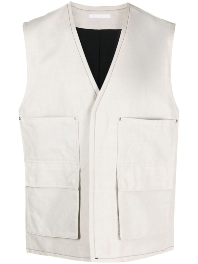 Helmut Lang Men's Cotton & Linen-blend Oversized Vest In Natural
