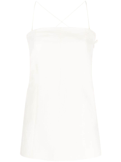 Helmut Lang Slip Zip-up Square-neck Tank Top In White