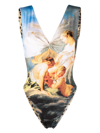 Roberto Cavalli Wild Leda Swimsuit In Nude