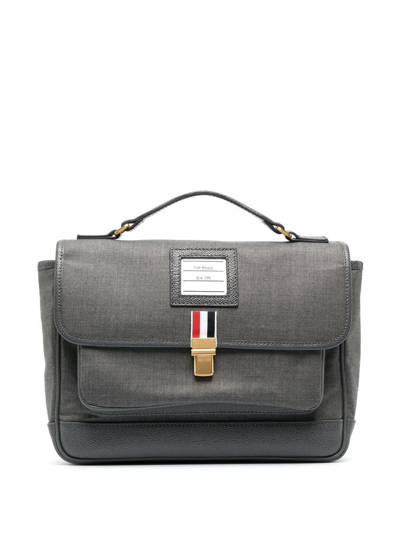 Thom Browne Gray Super 120's School Backpack In Grey