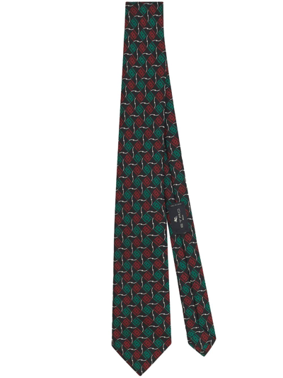 Etro Geometric-pattern Silk Tie In Grün
