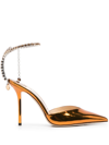 Jimmy Choo Saeda Crystal-embellished Metallic Leather Pumps In Gold
