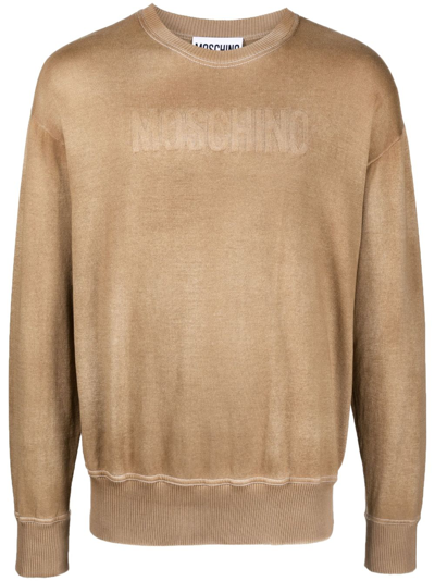 Moschino Pullover Mit Intarsien-logo In Beige