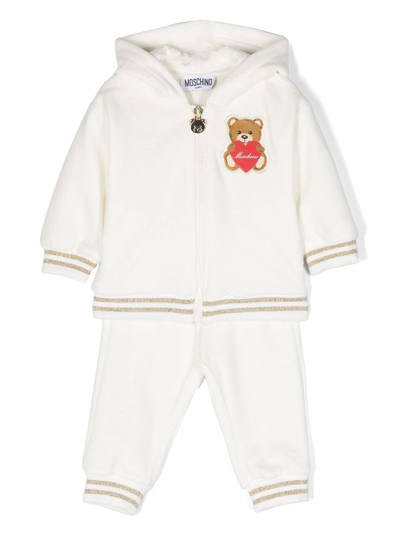 Moschino Babies' Logo-patch Cotton Tracksuit Set In White