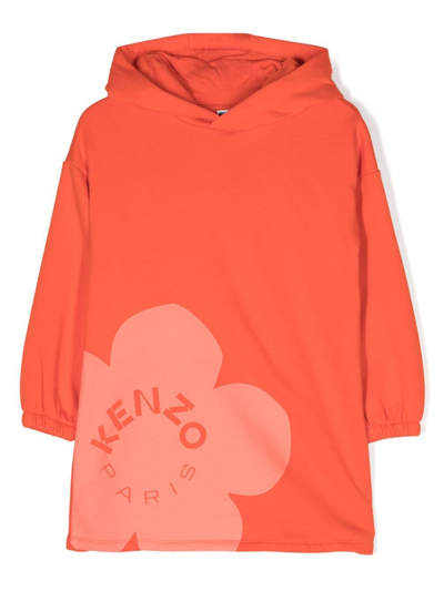 Kenzo Kids' Logo-print Hooded Dress In Pink