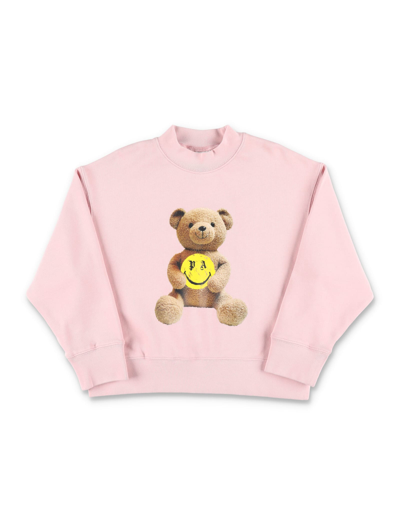 Palm Angels Kids' Bear Smile Sweatshirt In Rose