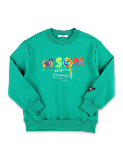 Msgm Kids' Logo Sweatshirt In Green