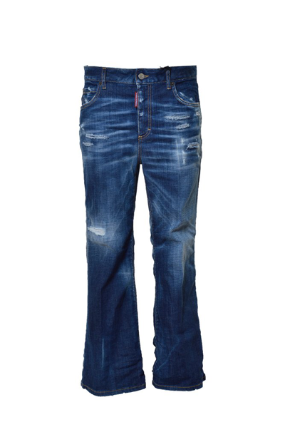 Dsquared2 Distressed Straight Leg Jeans In Blue