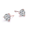 Rachel Glauber White Gold Plated 3-prong Martini Solitaire Stud Earrings