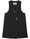 Ganni Sleeveless Cotton Suiting Vest In Black