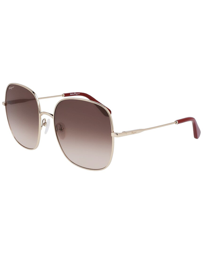 Ferragamo Brown Gradient Square Ladies Sunglasses Sf300s 703 59 In Gold