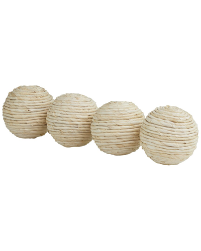 Peyton Lane Set Of 4 Jute Handmade Orbs/vase Fillers In Beige