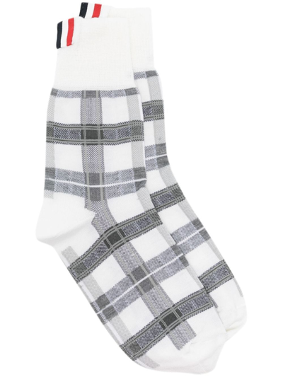 Thom Browne Tartan-check Mid-calf Socks In Multicolor