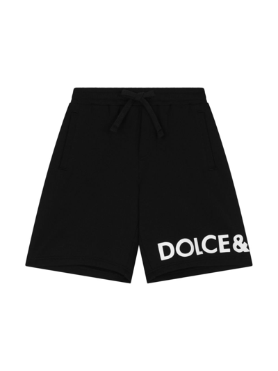 Dolce & Gabbana Kids' Logo-print Drawstring Track Shorts In Black