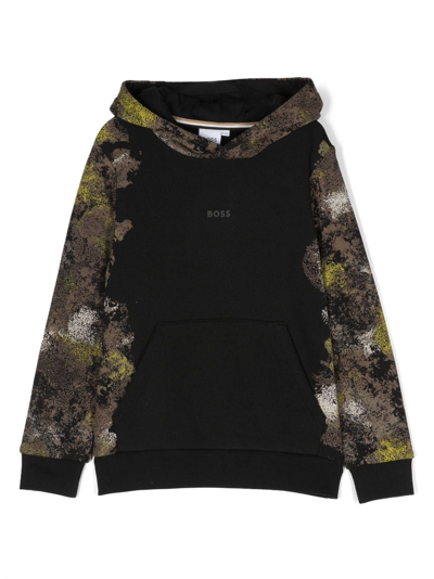 Bosswear Kids' Camouflage-print Hoodie In Black