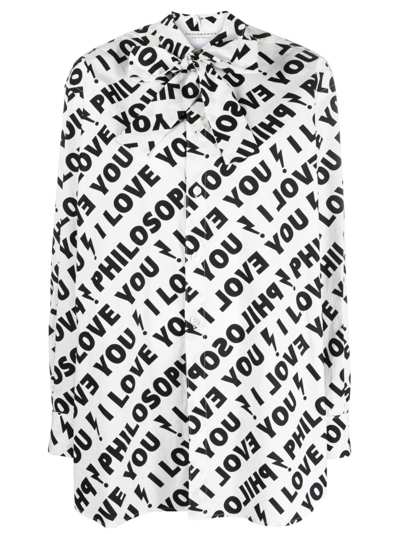 Philosophy Di Lorenzo Serafini I Love You Philosophy Longline Shirt In White