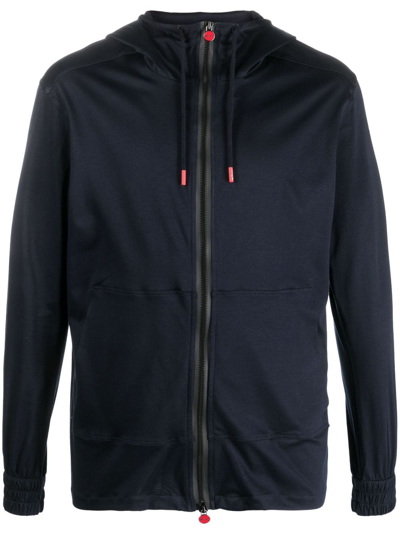 Kiton Umbi Cotton Zip-up Hoodie In Blue
