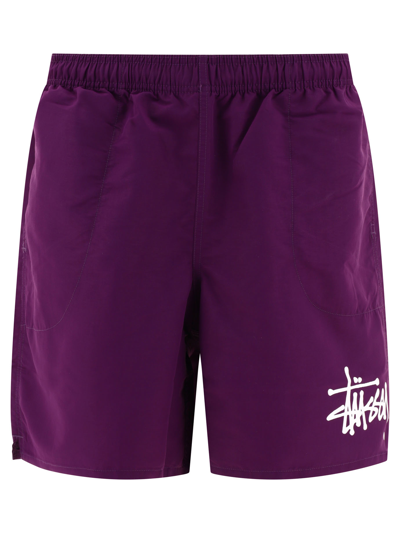Stussy Logo-print Swim Shorts In Purple