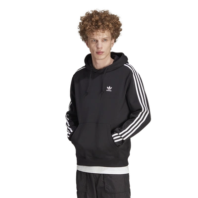 Adidas Originals Mens  3 Stripe Fleece Hoodie In Black/white