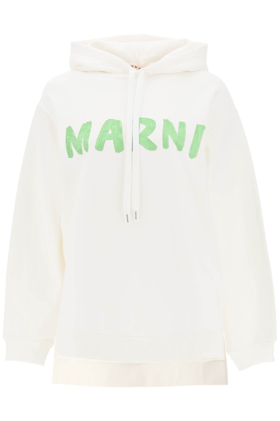 Marni Cotton Logo Sweatshirt In White