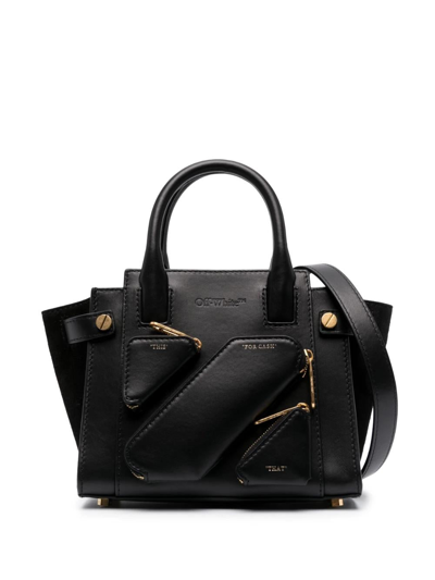 Off-white Small City Leather Tote Bag In Black