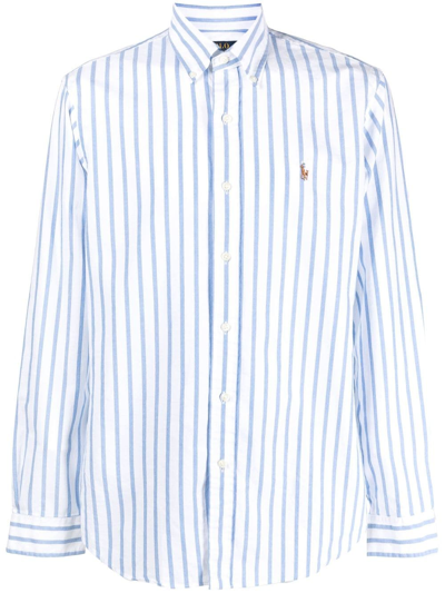 Polo Ralph Lauren Oxford Long Sleeve Sport Shirt In A Blue White