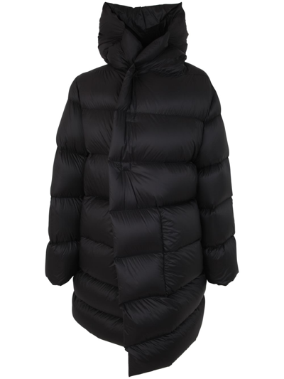 Rick Owens Hooded Puffer Coat In Black