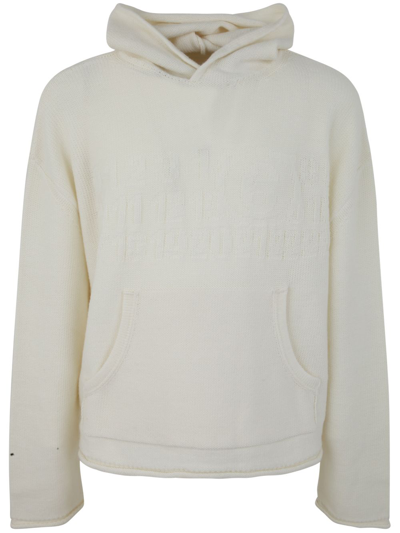 Mm6 Maison Margiela Number-motif Knitted Hoodie In Weiss