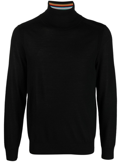 Paul Smith Merino Wool Rollneck Sweater In Blacks