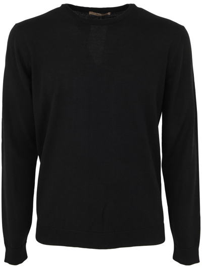 Nuur Black Cotton Crew Neck Jumper In Blue