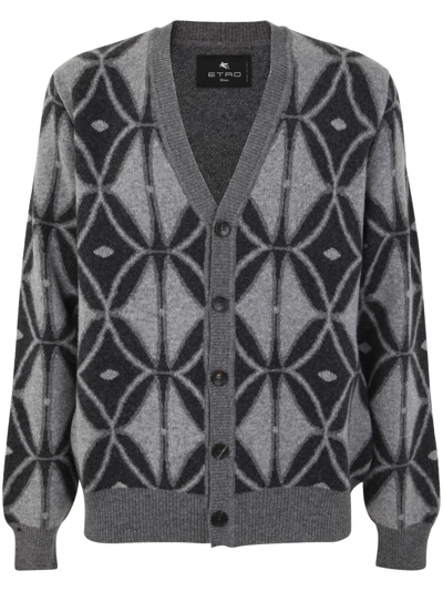 Etro Fantasy V Neck Cardigan In Grey