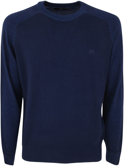 Etro Martello Crew Neck Sweater In Blue