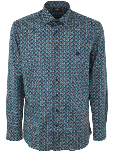 Etro Roma Shirt With Logo In Blue