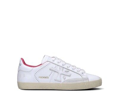 Pre-owned Premiata Shuhe  Frau Sneakers Trendy Bianco Naturleder Stevend-6187-bif-a017278