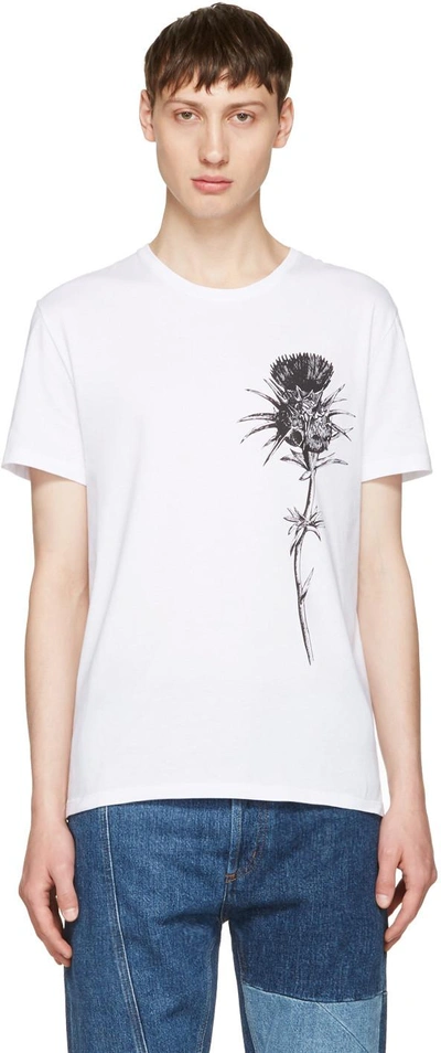 Alexander Mcqueen Slim-fit Thistle-print Cotton-jersey T-shirt In White