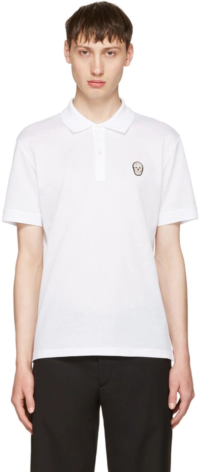 Alexander Mcqueen Skull Embroidered Polo Top In White