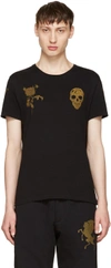 Alexander Mcqueen Skull And Rose Embroidered T-shirt In Nero