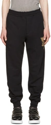 ALEXANDER MCQUEEN Black Beaded Floral Classic Lounge Trousers